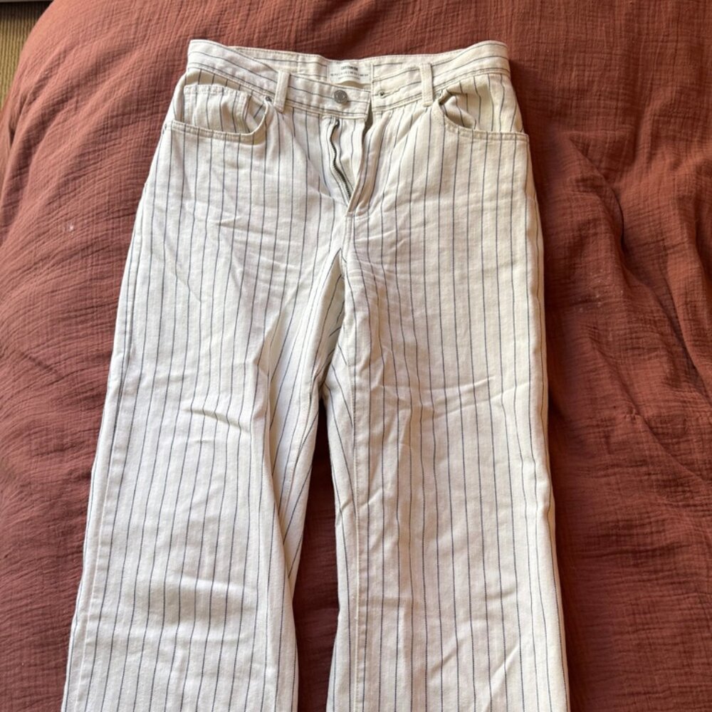 Cotton On Ecru Striped Loose Straight Jean US 6 